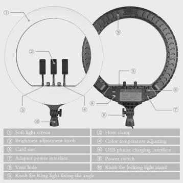 18 Inch Ring Light LED Lamp met Verstelbaar Statief & Telefo, Verzenden, Nieuw