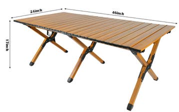 Opvouwbare Campingtafel Aluminium Houtlook Lichtgewicht, Verzenden, Nieuw