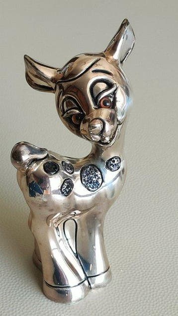 Valenti - sculptuur, Giraffa - 9.5 cm - zilvergelamineerd