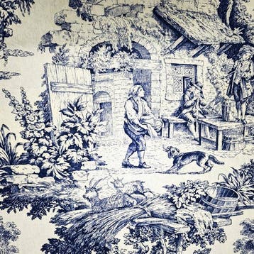 AA022 - Toile de Jouy Blauw - 100% katoen OEKO-TEX