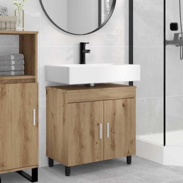 vidaXL Badkamer Waskom Artisanaal eiken 60 x 35 x 60 cm, Verzenden, Nieuw