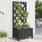 vidaXL Plantenbak met latwerk massief vurenhout zwart, Tuin en Terras, Bloembakken en Plantenbakken, Verzenden, Nieuw, Hout