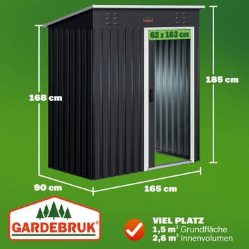 Tuinhuis Antraciet/Wit Staal 164x84x182cm Schuifdeur, Verzenden, Nieuw