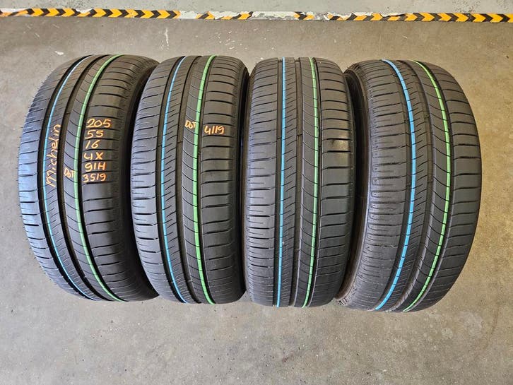 205/55/16 91H MICHELIN ZOMERBANDEN 7MM PROFIEL DEMO 4X, Auto-onderdelen, Banden en Velgen, 16 inch, Erkend duurzaam, Zomerbanden