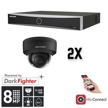 Hikvision Set 2x Dome 8MP + Recorder & Bekabeling, Ophalen of Verzenden, Nieuw