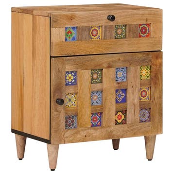 vidaXL Nachtkastje Naturel 50 x 33 x 60 cm Massief Mango, Verzenden, Nieuw, 55 tot 70 cm, 45 tot 65 cm