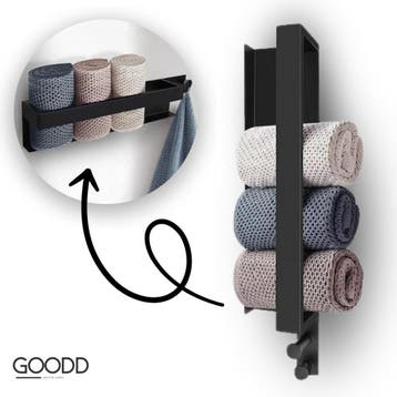 Nieuw Handdoekhouder Handdoekrek Handdoekhaak Zwart 40cm Rvs, Ophalen of Verzenden, Nieuw, Rvs