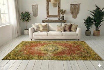 rood-geel vintage - Vloerkleed - 225 cm - 125 cm - met, Nieuw