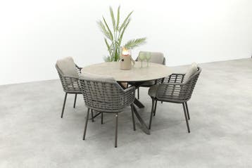 Taste Puglia/Prado 4-persoons ronde dining tuinset Ø130 cm., Verzenden, Nieuw, Rvs, Tuinset