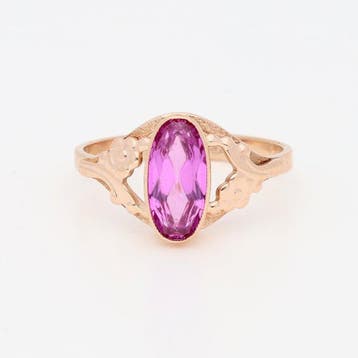 Ring - 14 karaat Roségoud, Witgoud - Robijn, Nieuw