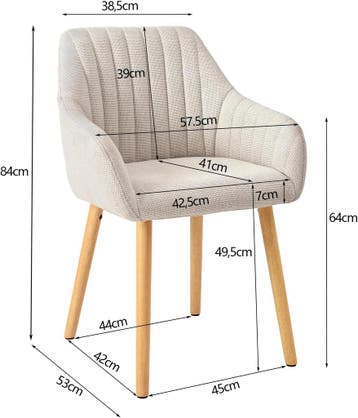Eetkamerstoelen, beige houten poten met armleuning, set van, Verzenden, Zo goed als nieuw