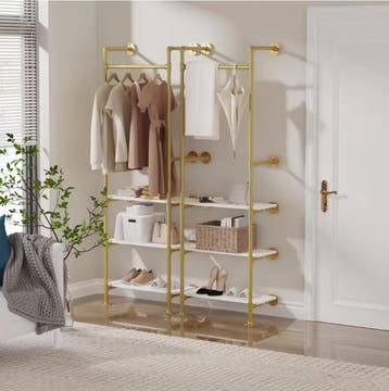 Industriële Wandkapstok met Kledingrail en3 Planken 61×31×17, Verzenden, Nieuw