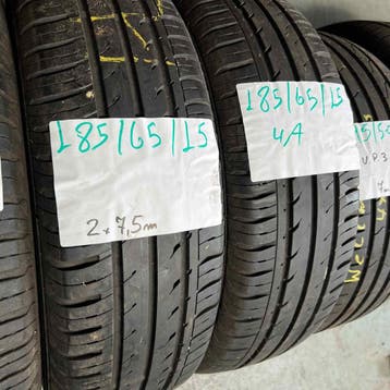 4 x Continental EcoContact 3 185-65-15 Zomerbanden 7,5mm, Gebruikt, 15 inch, Band(en), Personenwagen