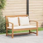 vidaXL Bank Bruin en Crème 110 x 66 x 76 cm Massief Teakhout, Verzenden, Nieuw