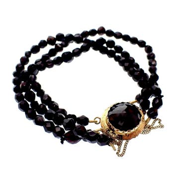 Antieke glaskralen armband met gouden slot (Schakelarmband), Ophalen of Verzenden, Gebruikt, Goud, Goud