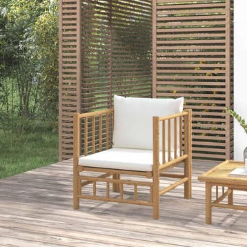 vidaXL Tuinbank met kussens bamboe crèmewit, Verzenden, Nieuw, Hout