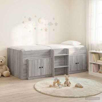 vidaXL Loft Bed Frame met Kast 3 st Grijs Sonoma Bewerkt, Verzenden, Nieuw, Grijs, Hout