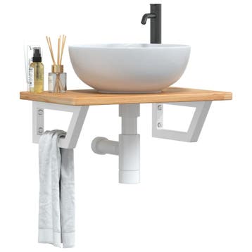 vidaXL Badkamer wandschap staal en massief eikenhout, Verzenden, Nieuw