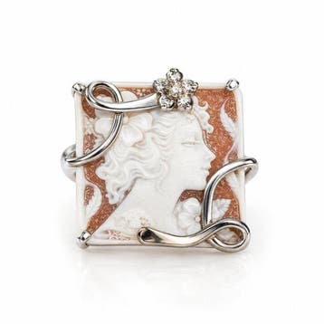 Zonder minimumprijs - Ring Zilver - Cameo sardonisch, Nieuw