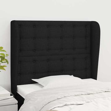 vidaXL Hoofdbord met randen 83x23x118/128 cm stof zwart, Verzenden, Nieuw, Zwart, Stof