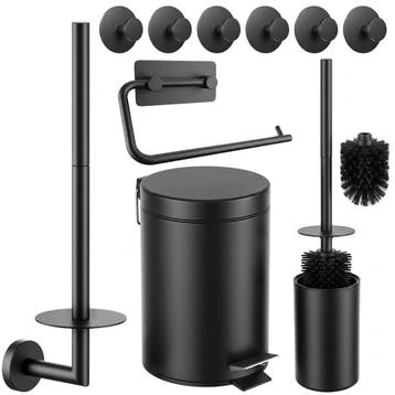 Toiletset Zwart 5-Delig - Toiletrolhouder met, Nieuw