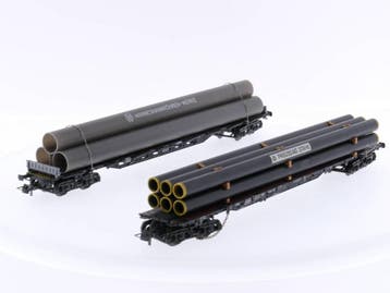 Schaal H0 Roco 46214 en 26781 Rongenwagens met buizen met..., Hobby en Vrije tijd, Modeltreinen | H0, Gebruikt, Overige typen