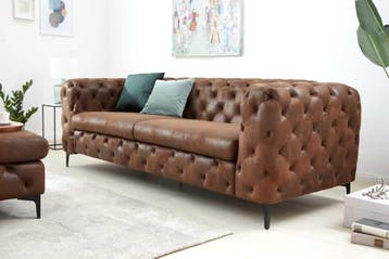 Chesterfield 3-zitsbank MODERN BAROK 235cm antiek bruin, Ophalen of Verzenden, Nieuw