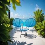 Set van 2 stoelen Santana met tafel - blauw, Verzenden, Nieuw