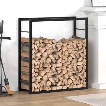 vidaXL Haardhoutrek 80x28x86 cm staal matzwart, Verzenden, Nieuw