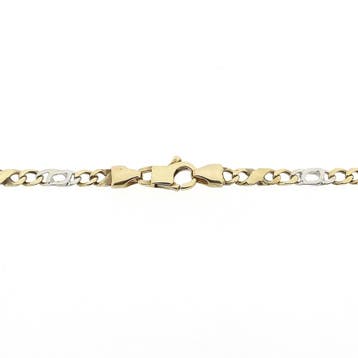 Bicolor gouden Figaro schakelketting, Ophalen of Verzenden, Gebruikt, Goud, Goud
