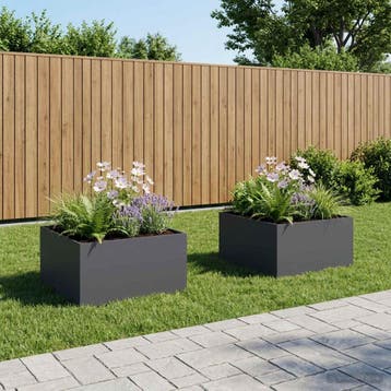 vidaXL Plantenbak 2 st Antraciet 80 x 80 x 40 cm Koudgewalst, Verzenden, Nieuw, Metaal, 60 tot 100 cm