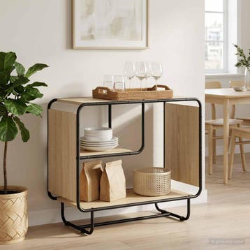 vidaXL Dressoir Sonoma Eiken 80 x 37.5 x 64.5 cm Bewerkt, Verzenden, Nieuw, Overige houtsoorten, Minder dan 50 cm