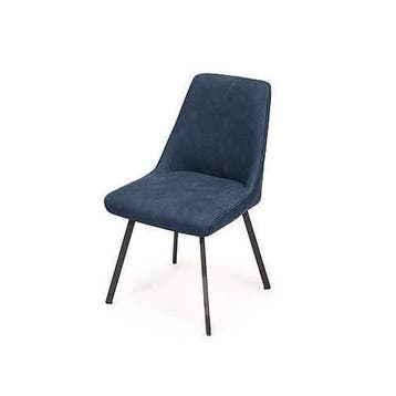 Eetkamerstoel Medemblik - eetkamerstoelen - Blauw, Nieuw, Blauw, Stof