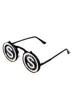 Flip Up Zonnebril Dollartekens Zwart Montuur Zilver Zwarte G, Ophalen of Verzenden, Nieuw, Feestartikel, Carnaval
