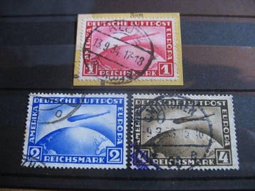 Duitse Rijk - Zeppelin MiNr. 423-424 en 455 gestempeld, Gestempeld