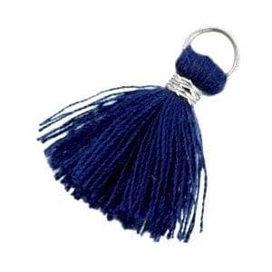 2 x Kwastjes Ibiza style 2cm Zilver-Donker blauw, Ophalen of Verzenden, Nieuw, Bedel