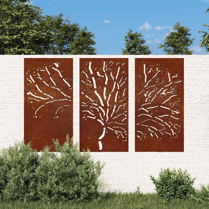 vidaXL 3-delige Tuindecoratieset boomontwerp 105x55 cm, Huis en Inrichting, Woonaccessoires | Schilderijen, Tekeningen en Foto's