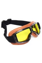 Goggles Motorbril Skibril Bril Bruin Montuur Gele Glazen Pil, Ophalen of Verzenden, Nieuw, Overige maten, Carnaval