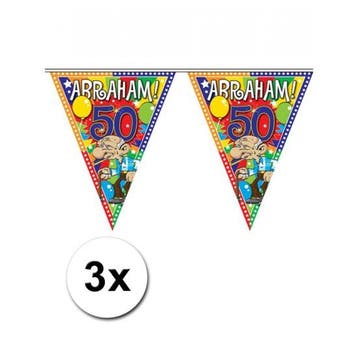 3x Abraham vlaggenlijn van 10 meter - 50 Abraham versiering, Ophalen of Verzenden, Nieuw