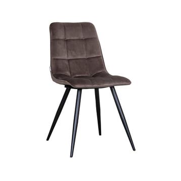 Stoel Bistro | Taupe | Fluweel | Zwart Metalen Frame | 4, Verzenden, Nieuw in verpakking