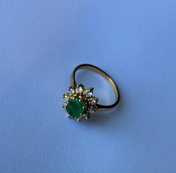 Ring - 18 karaat Geel goud Smaragd - Diamant, Nieuw