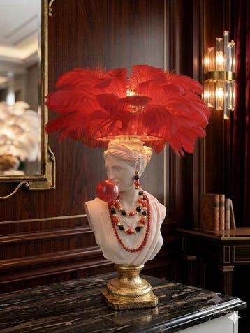 Tafellamp met beeldje - Hars - Ambachtelijke pop-art lamp, Nieuw
