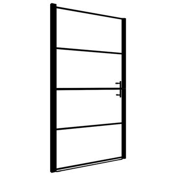 vidaXL Douchedeur mat 81x195 cm gehard glas zwart, Verzenden, Nieuw