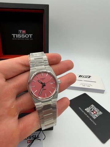 Tissot PRX 35MM Pink, Sieraden, Tassen en Uiterlijk, Overige merken, Staal, Staal, Verzenden