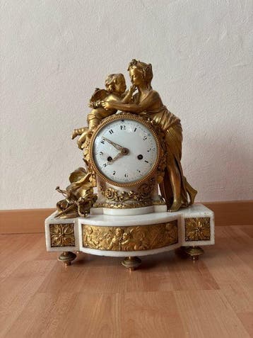 Figurale pendule - - Verguld brons, wit - 1850-1900, Antiek en Kunst