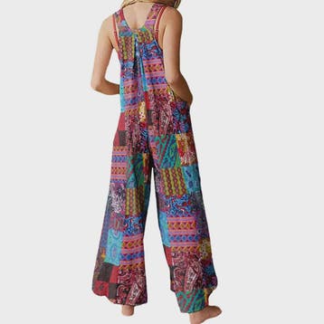 Zomerse Dames Jumpsuit met Etnische Print, Vierkante Hals en, Verzenden, Nieuw