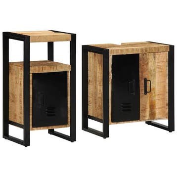 vidaXL Badkamermeubelset 2 st Bruin en zwart 55 x 35 x 60 cm, Verzenden, Nieuw, Overige typen