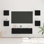 vidaXL Tv-meubelset Wandgemonteerd 6 pcs Zwart Eiken Bewerkt, Minder dan 50 cm, Verzenden, Nieuw, Minder dan 100 cm