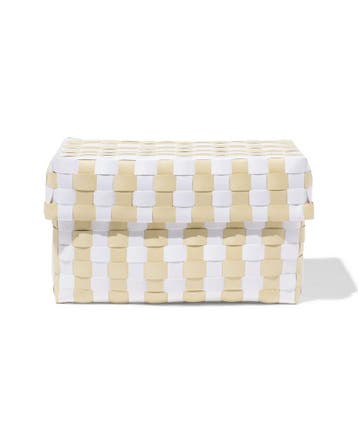 HEMA Mand 25x15cm met deksel geblokt beige laag geprijsd, Verzenden, Nieuw