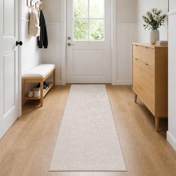 vidaXL Vloerkleed Crèmekleurig 80 x 200 cm 100% Polyester 3, Verzenden, Nieuw, Crème